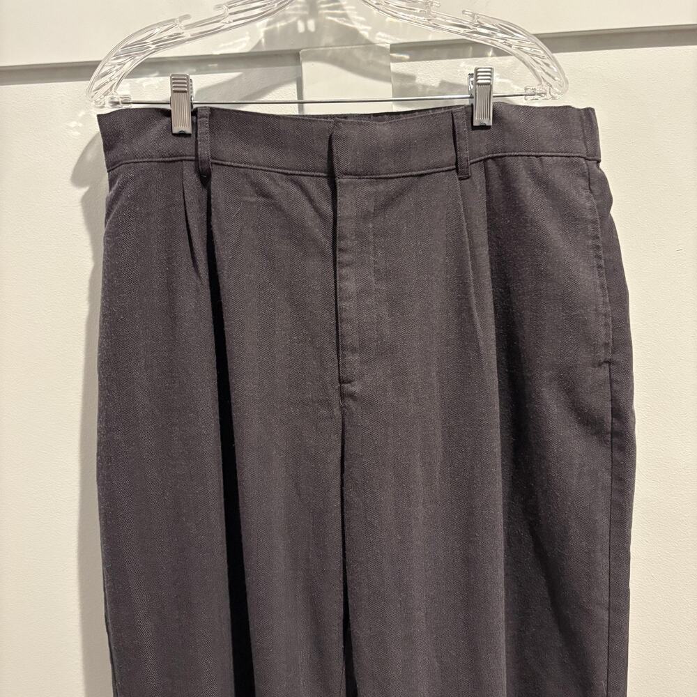 Abercrombie & Fitch Pants Womens Large Long Gray Herringbone Wide Leg Pleated - Picture 4 of 13